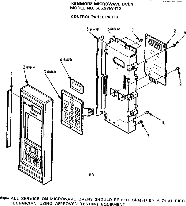 Kenmore 5658858410 control panel parts diagram