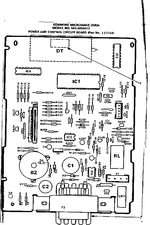 Kenmore 5658858410 power and control circuit board part no 12356r diagram