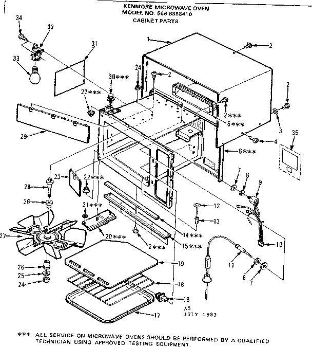 Kenmore 5668868410 cabinet parts diagram