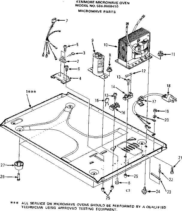 Kenmore 5668868410 microwave parts diagram