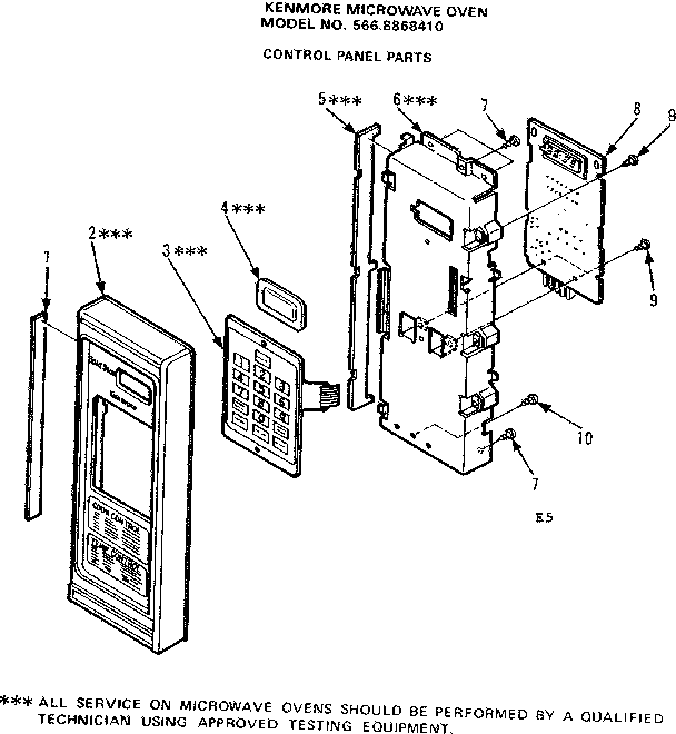 Kenmore 5668868410 control panel parts diagram
