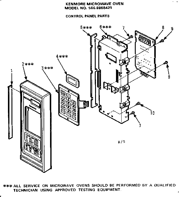 Kenmore 5668868421 control panel parts diagram