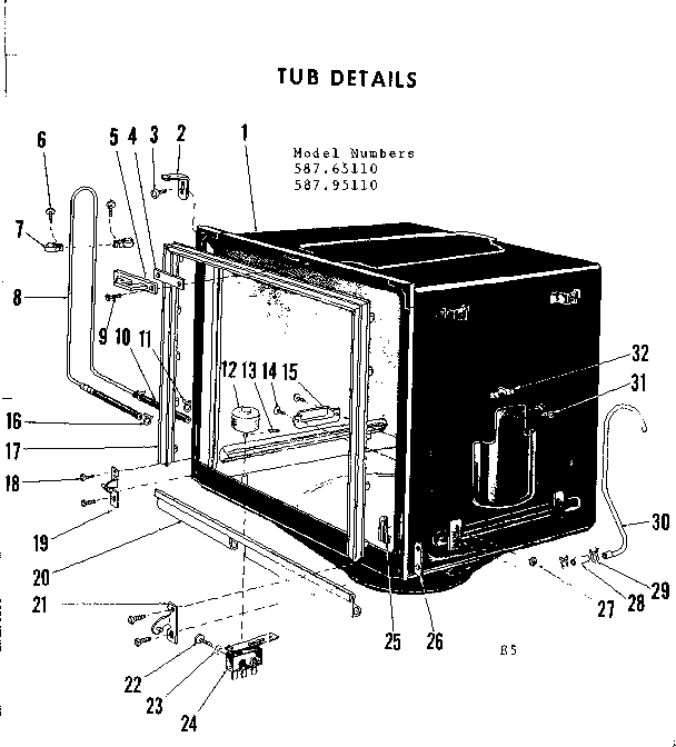 Kenmore 58765110 tub details diagram