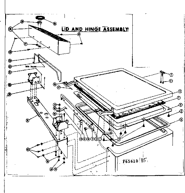 Kenmore 58765610 lid and hinge assembly diagram