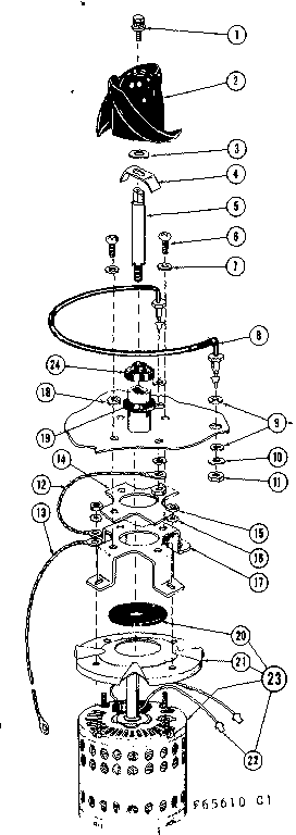 Kenmore 58765610 motor-heater & impeller details diagram