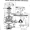 Kenmore 587700210 motor heater and spray arm details diagram