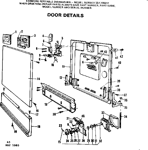 Kenmore 587700211 door details diagram