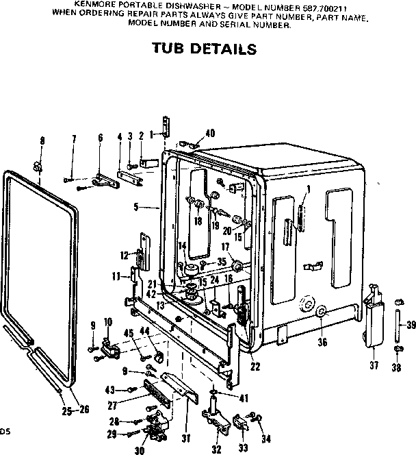 Kenmore 587700211 tub details diagram
