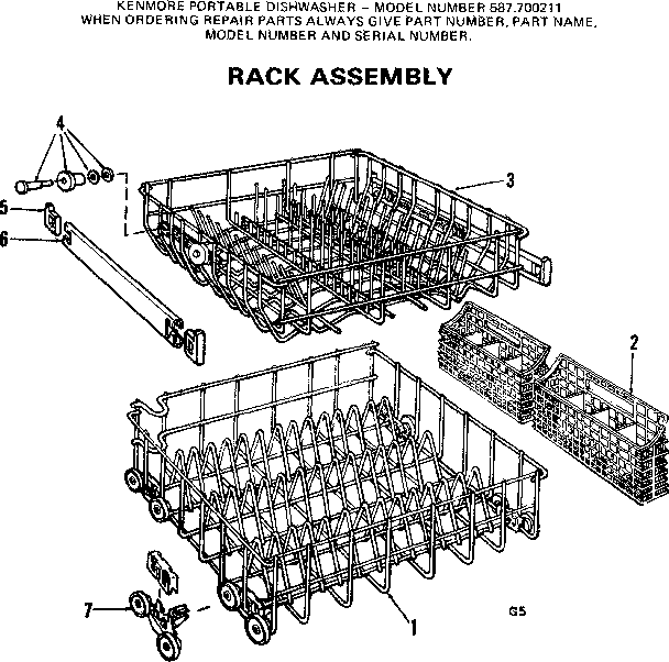 Kenmore 587700211 rack assembly diagram