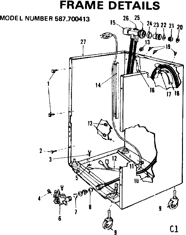 Kenmore 587700413 frame diagram