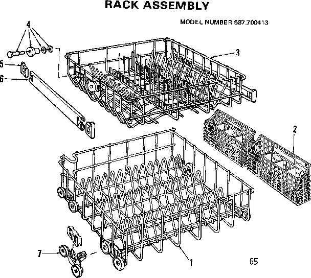 Kenmore 587700413 rack assemblies diagram