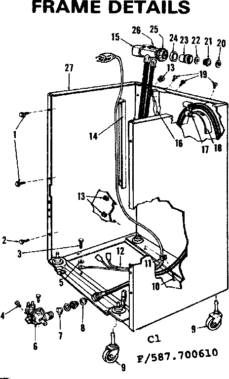 Kenmore 587706100 frame details diagram