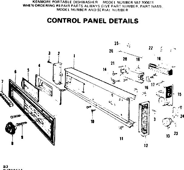 Kenmore 587700611 control panel details diagram