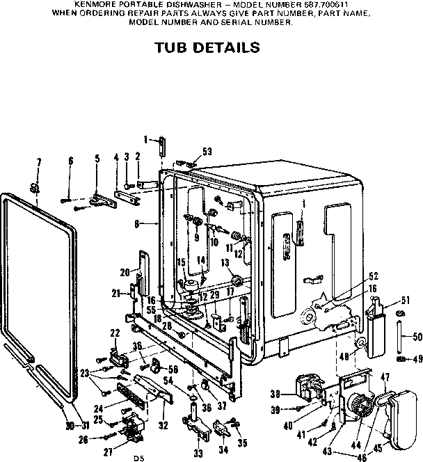 Kenmore 587700611 tub details diagram