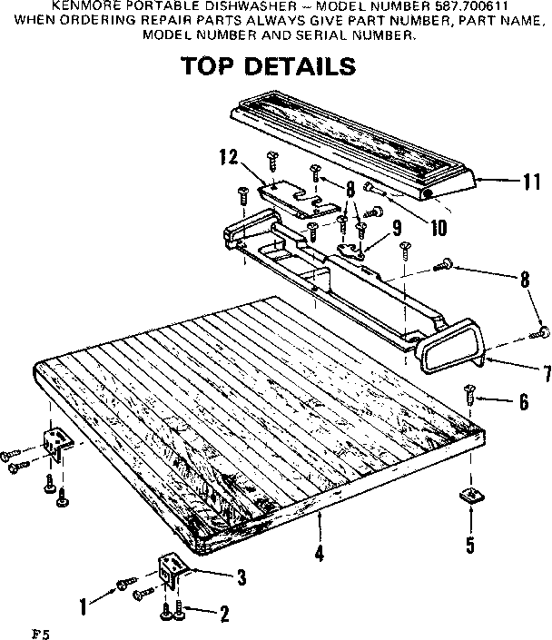 Kenmore 587700611 top details diagram