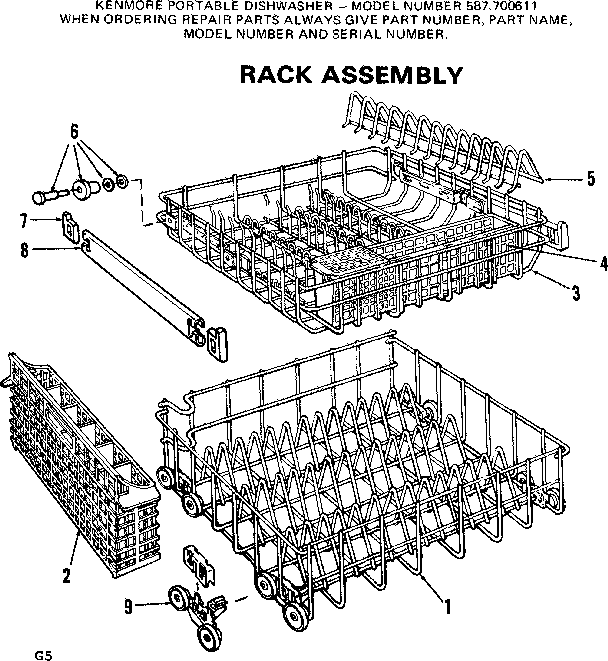 Kenmore 587700611 rack assembly diagram