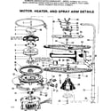 Kenmore 587701403 motor, heater, and spray arm details diagram