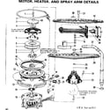 Kenmore 587701800 motor heater and spray arm details diagram