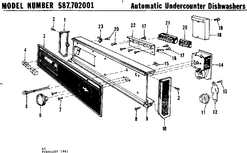 Kenmore 587702001 control panel details diagram