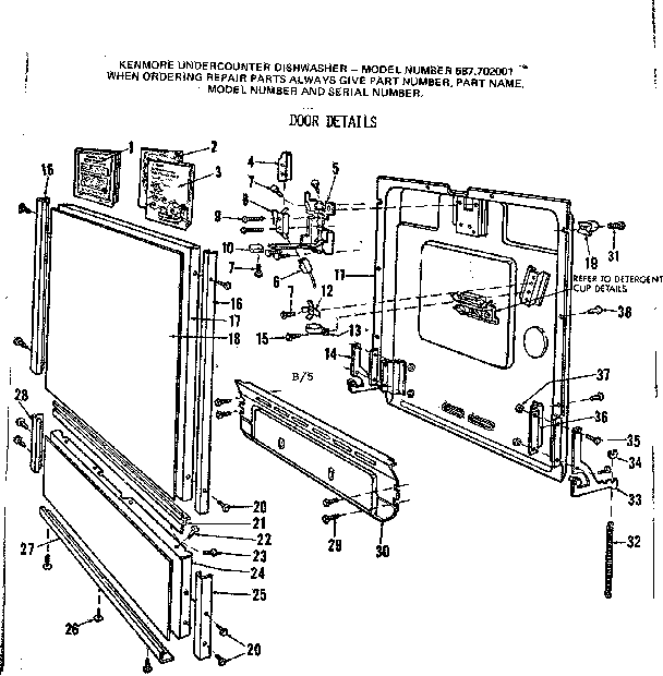 Kenmore 587702001 door details diagram