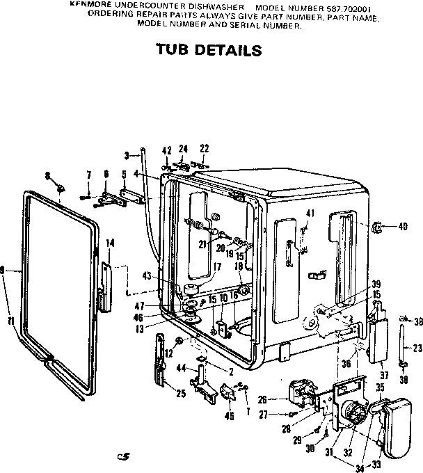 Kenmore 587702001 tub details diagram