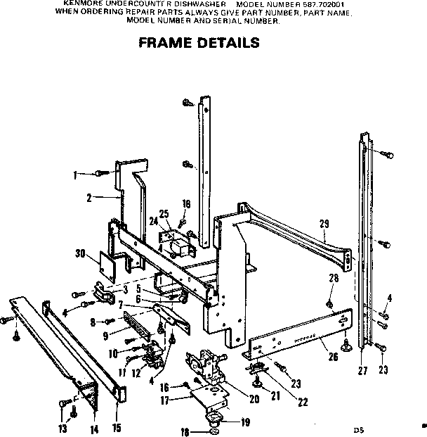 Kenmore 587702001 frame details diagram