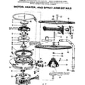 Kenmore 587702001 motor heater and spray arm details diagram