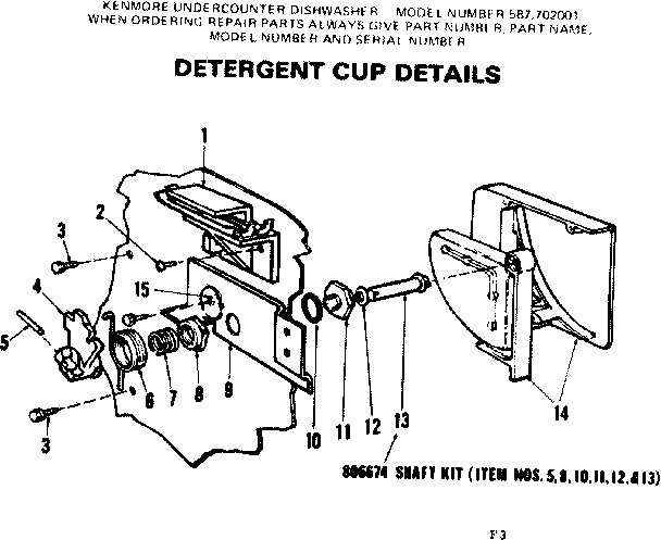 Kenmore 587702001 detergent cup details diagram