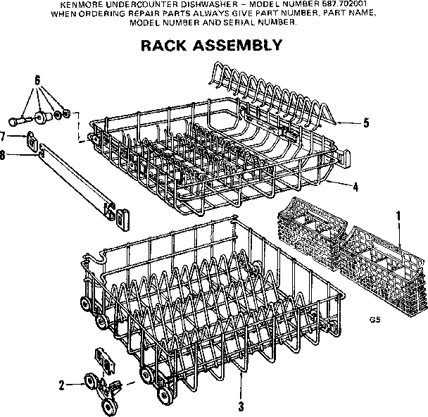 Kenmore 587702001 rack assembly diagram