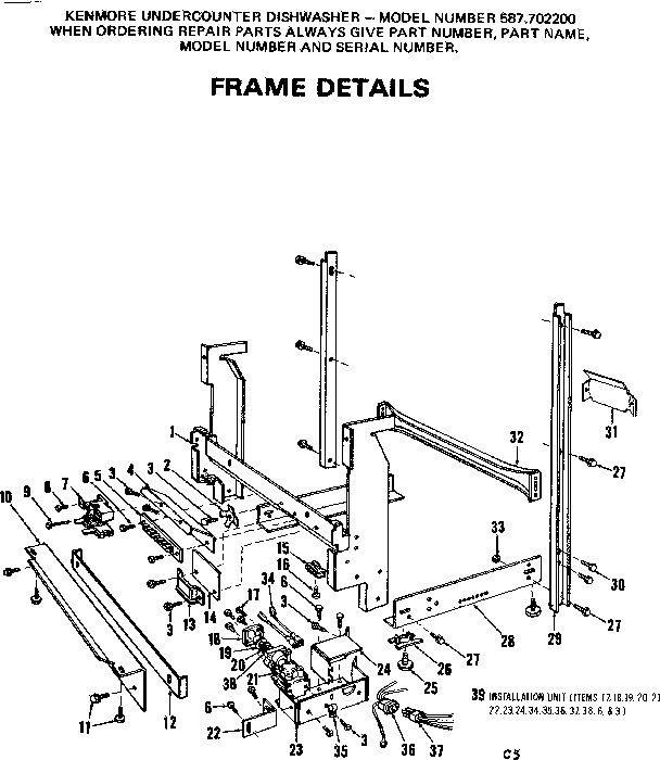 Kenmore 587702200 frame details diagram