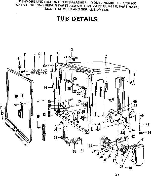 Kenmore 587702200 tub details diagram