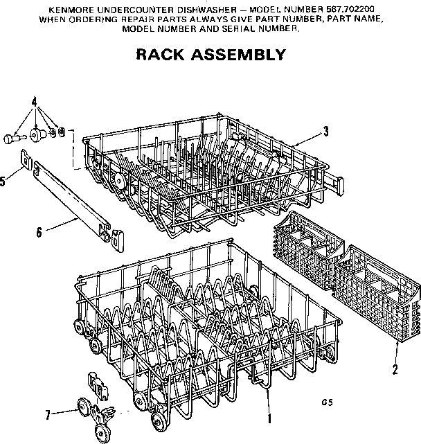 Kenmore 587702200 rack assembly diagram
