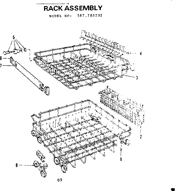 Kenmore 587703202 rack assembly diagram