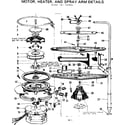 Kenmore 587703902 motor heater & spray arm details diagram