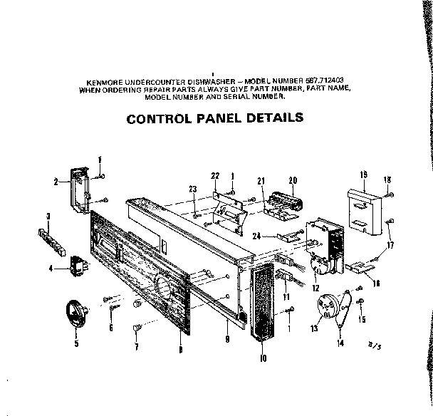 Kenmore 587712403 control panel details diagram