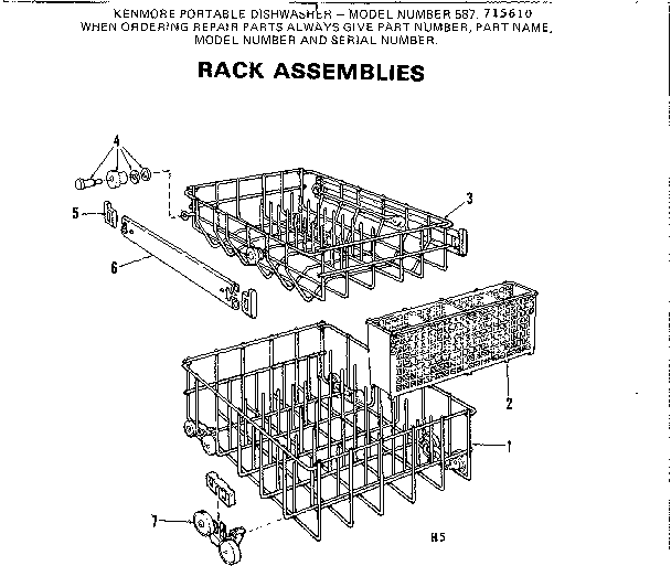 Kenmore 587715610 rack assemblies diagram