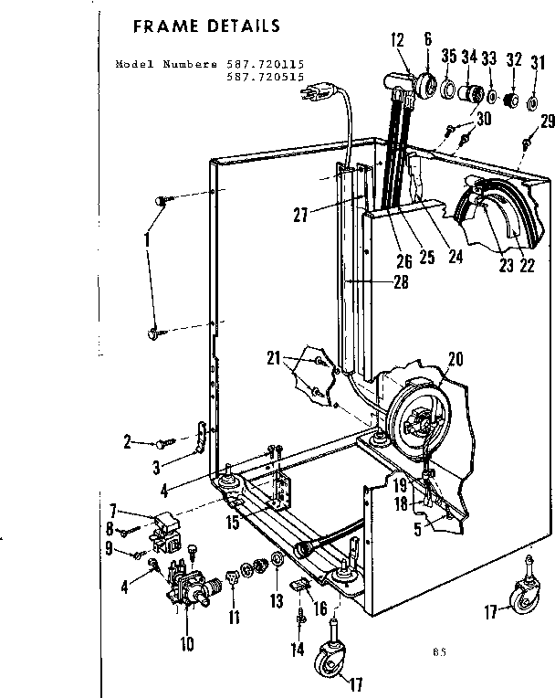 Kenmore 587720515 frame details diagram