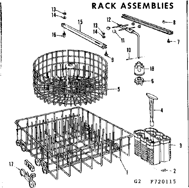 Kenmore 587720515 rack assemblies diagram