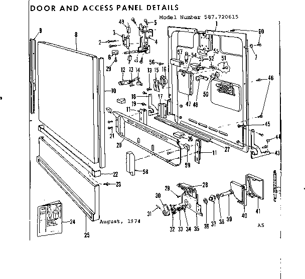 Kenmore 587720615 door and access panel details diagram