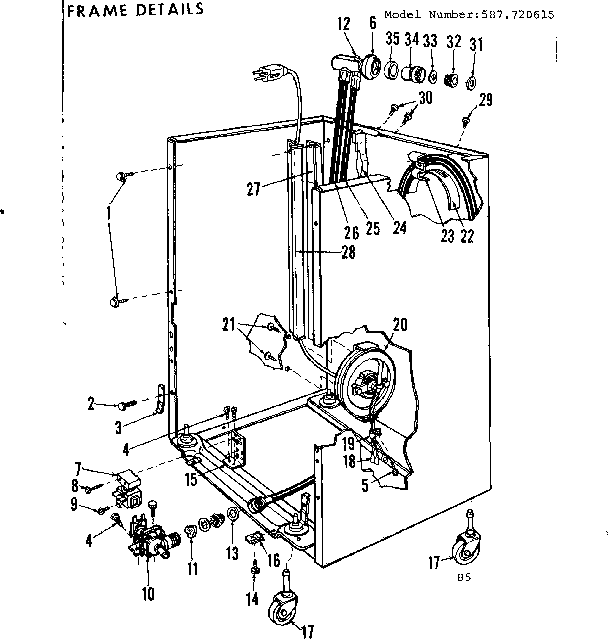 Kenmore 587720615 frame details diagram