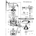 Kenmore 587721505 motor, heater, and spray arm details diagram