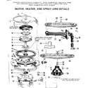 Kenmore 587733301 motor heater and spray arm details diagram