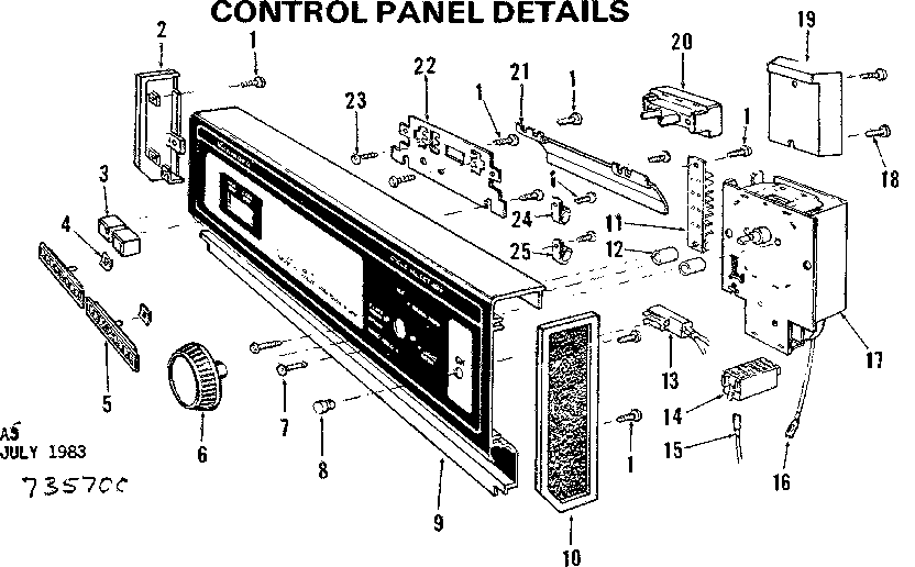 Kenmore 587737500 control panel details diagram