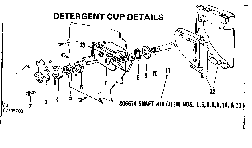 Kenmore 587737500 detergent cup details diagram