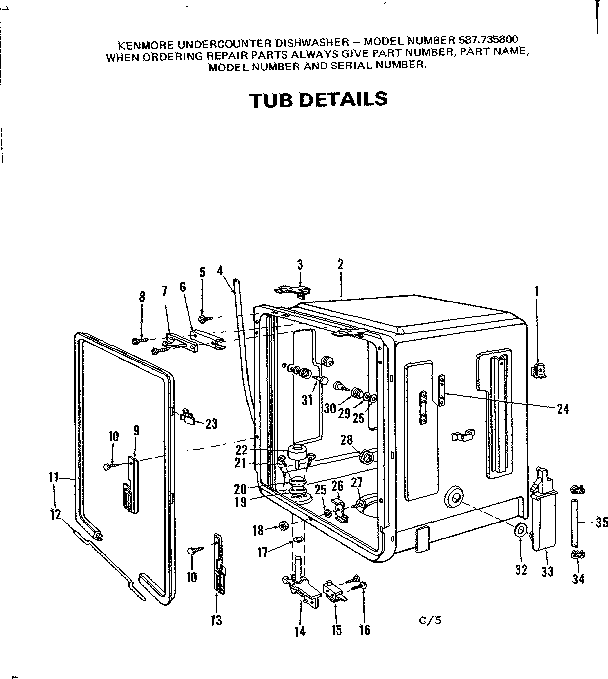 Kenmore 587735800 tub assembly diagram