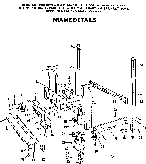 Kenmore 587735800 frame diagram