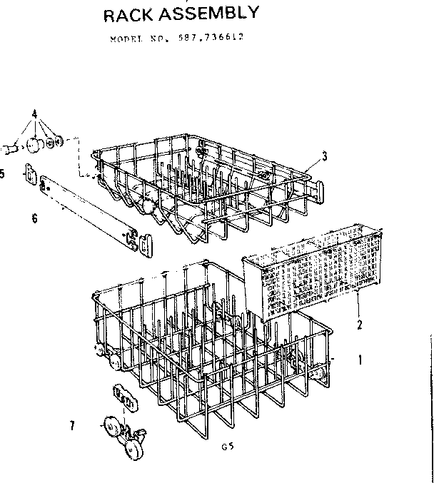 Kenmore 587736612 rack assembly diagram