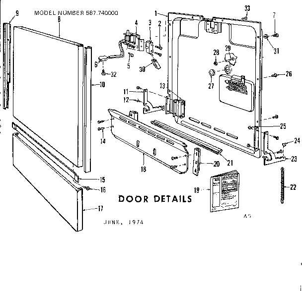 Kenmore 587740000 door details diagram