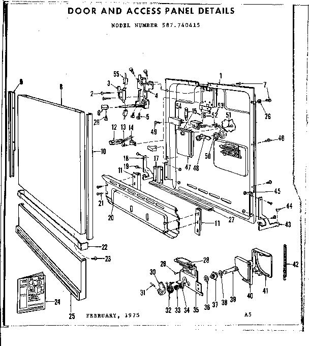 Kenmore 587740415 door & access panel details diagram