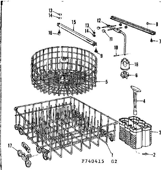 Kenmore 587740415 rack assemblies diagram